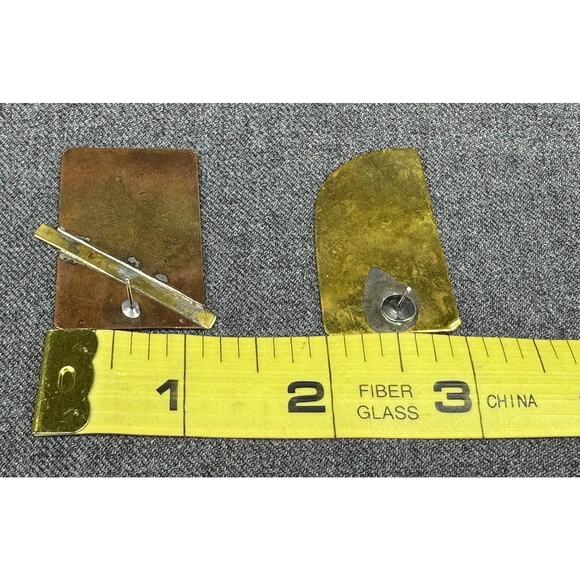 Vintage Artisan Mixed Metal Mis Matched Stud Earrings - Picture 6 of 6